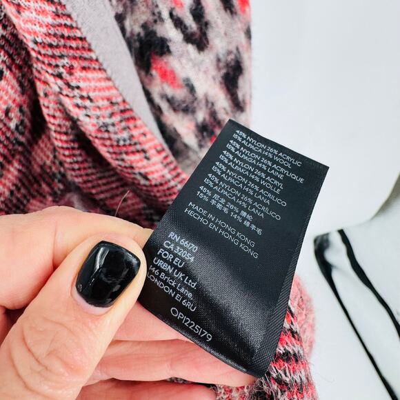 ANTHROPOLOGIE Zoey Leopard Print Cardigan Taupe/Red/Black Open Front Size 2X - Picture 7 of 9